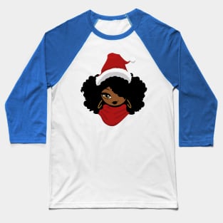 Afro Santa Claus Black Girl Magic Ugly Christmas Melanin Baseball T-Shirt